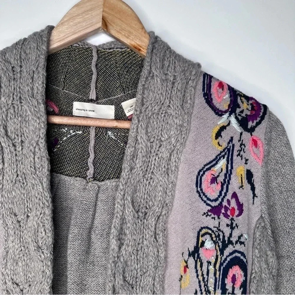 Sleeping On Snow Anthropologie Folklore Embroidered Fringe Hem Cardigan - Picture 5 of 11